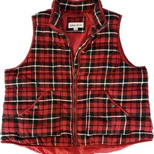 Plaid puffer vest